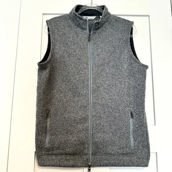 Peter Millar Men’s Heathered Gray Full Zip Fleece Sweater Vest • Medium - Picture 1 of 8